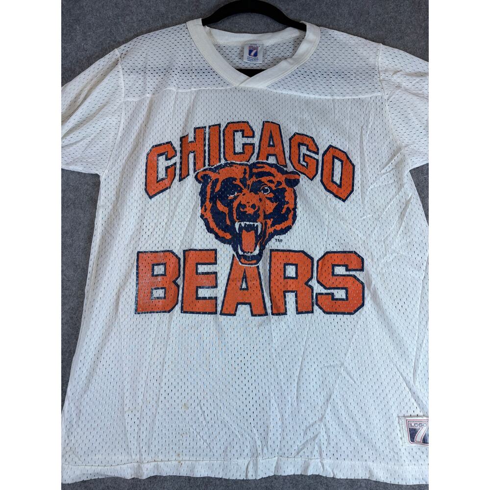VINTAGE Chicago Bears NFL Jersey Men White Mesh Football Sports USA Logo 7 Large